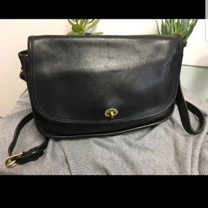 COACH black leather messenger bag